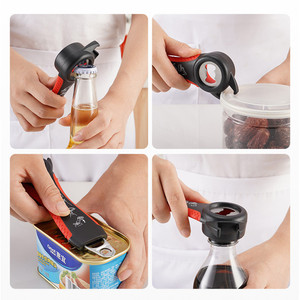 Strumento di apertura del coperchio del barattolo multifunzionale facile da usare <span class=keywords><strong>4</strong></span> in 1 apribottiglie per vasetti 5 in 1 kit di apribottiglie per vino - Product Image 6
