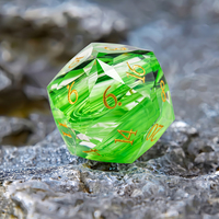 Ensemble de dés en verre cristal K9 vert multi-facettes, faits à la main, 7 pièces/ensemble, D6 D20 D12 D10 pour jeux de table Dungeons & Dragons