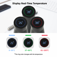 Botella de Agua Deportiva de Acero Inoxidable de Doble Pared con Aislamiento al Vacío, Pantalla LED Inteligente de Temperatura, Color Negro Personalizado