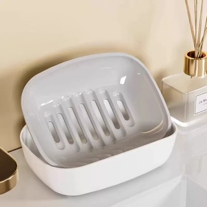 <span class=keywords><strong>Porte</strong></span>-<span class=keywords><strong>savon</strong></span> moderne en plastique à deux niveaux avec plateau auto-drainant et support, écologique, pour hôtels et salles de bain scolaires - Product Image 3