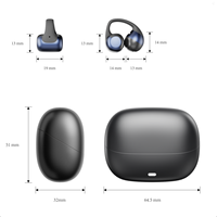 Écouteurs sans fil T88 OWS Sport à clip d'oreille, design similaire à une boucle d'oreille, conduction osseuse, audio haute résolution, appels vocaux HD, casque