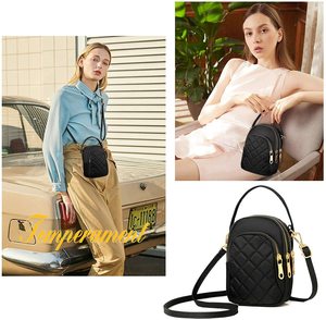 Durable High Quality <strong>Small</strong> Multi-Pocket Crossbody Phone Purse <strong>Black</strong> Women Quilted Crossbody Cell Phone <strong>Handbag</strong> - Product Image 6