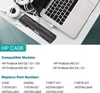 Batterie d'ordinateur portable Futurebatt pour les séries ProBook 640/645/650/655 G0/G1, réf. CA06/CA06XL/HSTNN-DB4Y/LB4Z/LP4Z, origine Chine