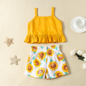 Importation de vêtements pour bébés de Chine : Ensemble court d'été pour filles, style 'Cake', avec chemisier à fines bretelles et motif floral - Product Image 2