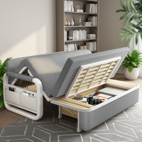 Sofá cama con juego de almacenamiento, muebles, dormitorio, cama, sala de estar de 3 plazas, sofá cama multifuncional extraíble de cuero de lujo inteligente