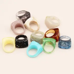 Jachon acrylic resin ring multi-color simple finger ring exquisite geometric unisex ring