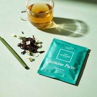 Sachet de thé personnalisé à trois soudures latérales en feuille d'aluminium de qualité alimentaire, résistant à l'humidité, thermoscellable, avec logo personnalisé pour thé en vrac