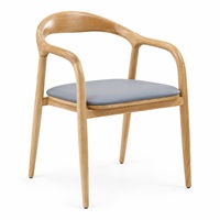 Fauteuil de salle à manger scandinave en bois massif GDRS avec coussin rembourré gris pour restaurant, café, USA DDP