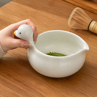 Bol à matcha en céramique personnalisé en forme de canard mignon avec bec verseur, style japonais OEM, pour cérémonie du thé, cadeau, maison, cuisine
