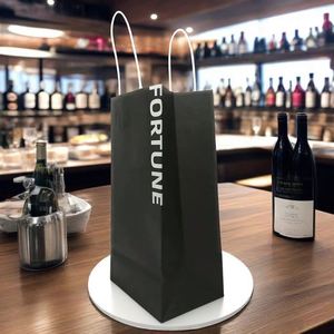 Bolsas de Vino Dobles Ecológicas al por Mayor con Asas Retorcidas, Empaque Personalizado de Papel Kraft Corrugado para Té, Jugos y Bebidas, Reciclado - Product Image 4