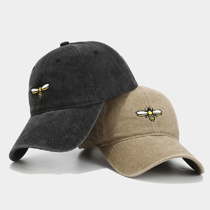 Gorra de béisbol bordada de abeja para hombre y <span class=keywords><strong>mujer</strong></span> al por mayor, gorra de béisbol retro usada de algodón lavado para deportes al aire libre, <span class=keywords><strong>gorras</strong></span> de béisbol - Product Image 2