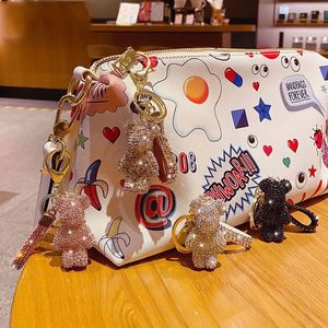 Hot Sell High Quality Crystal Rhinestone Teddy Bear Keychain Leather <b>Key</b> Chain Metal <b>Key</b> Chain - Product Image 4