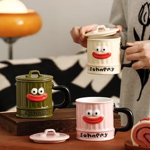 MM Personality Ugly Mouth Coffee Cup Tasse en céramique avec couvercle Water Office Funny Trend Creative Coffee Milk <span class=keywords><strong>Mug</strong></span> pour ustensiles de cuisine - Product Image 1