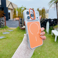 Coque de téléphone magnétique transparente de haute qualité pour iPhone 17 16 15 14 Pro Max avec support d'appareil photo et texture IMD, coque arrière originale