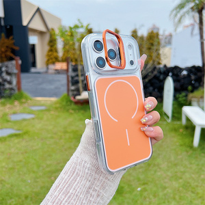 เคสโทรศัพท์แม่เหล็กคุณภาพสูง ใส สำหรับ iPhone 17 16 15 14 Pro Max พร้อมกรอบกล้องแบบตั้งได้ ลาย IMD ฝาหลังแบบดั้งเดิม - Product Image 5