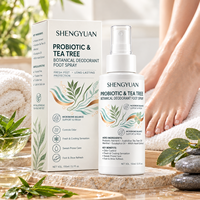 Spray désodorisant pour pieds post-biotique fermenté en gros, brume rafraîchissante botanique à l'arbre à thé sans alcool pour chaussures