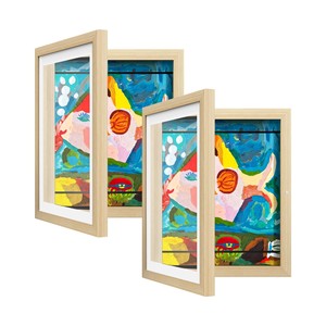 Wooden Childrens Art Flip <b>Photo</b> <b>Frame</b> Rectangular Vertical Wall Display Durable Digital Printing Full Color Living Room Bedroom - Product Image 1