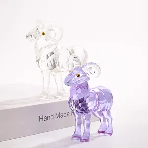 JY Wholesale Home Decoration Custom size K9 crystal glass Painted crystal deer with gift box