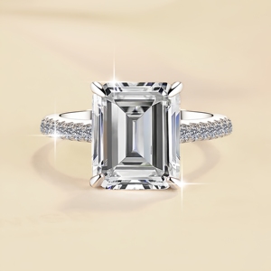 Fine Jewelry With GRA Certified 2ct&amp;5ct <strong>Emerald</strong> Cut VVs1 Moissanite <strong>Ring</strong> S925 Sterling <strong>Silver</strong> Engagement Gift of Women - Product Image 2