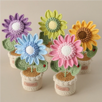 Plante en pot en fil de tournesol tissé créatif, ornement de bureau, cadeau de remise de diplôme fait à la main pour les enseignants et les enfants, longue durée
