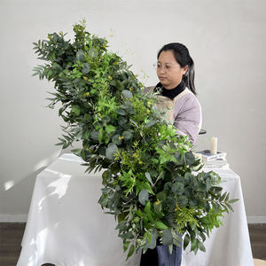 Décorations de table pour banquet de mariage, plantes vertes, fleurs artificielles, chemin de table 200 cm x 60 cm, décorations de table en fleurs de soie - Product Image 1