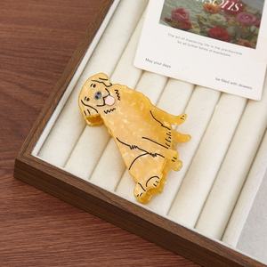 Nouvelle pince à cheveux pour femme, motif chien de dessin animé, en acétate, mignonne, courte, faite à la main, style animalier et doux - Product Image 6