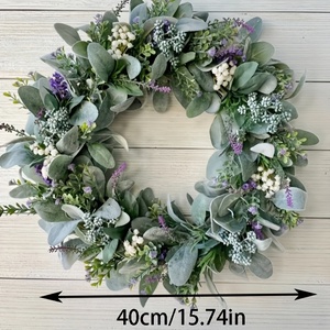 Couronnes d'anniversaire pour toutes les saisons en herbe d'agneau et lavande, couronnes <span class=keywords><strong>de</strong></span> porte <span class=keywords><strong>de</strong></span> ferme printanières, couronnes <span class=keywords><strong>de</strong></span> lavande avec baies et herbe <span class=keywords><strong>de</strong></span> la sainte-agrace - Product Image 3