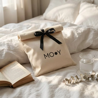Pochette en coton sergé bio réutilisable avec logo personnalisé imprimé pour emballage de vêtements, foulards et oreillers, sac anti-poussière