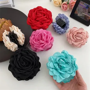 New Design Elegant Matte Rose Flower Hair Claw Clips High Quality Party Clamps For Women Girls