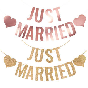 EASTTERN Bannière de lettres moderne en papier écologique DIY, avec paillettes dorées rose, pour mariage, remise de diplôme, Diwali, Noël - Product Image 1