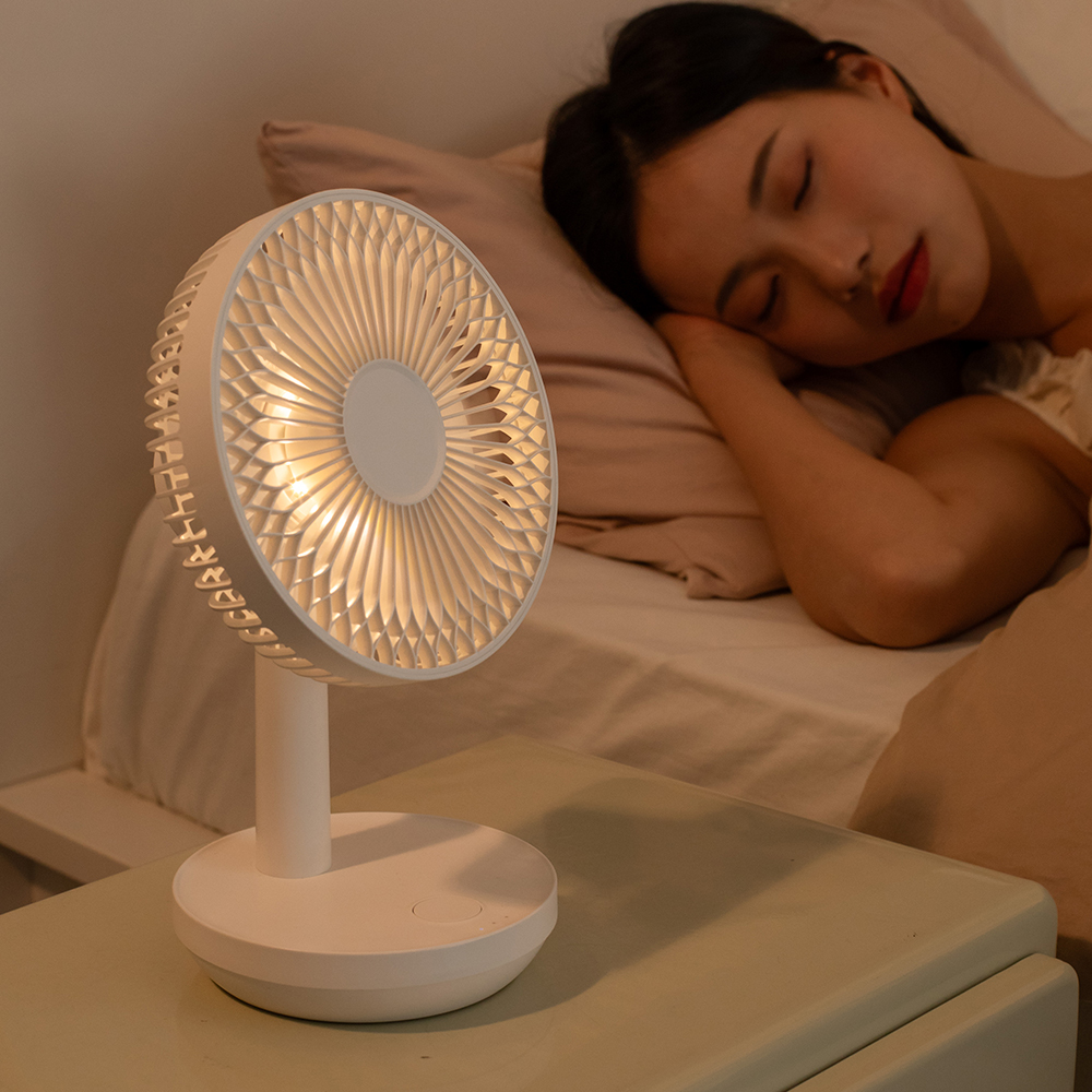 2024 el más nuevo ventilador de escritorio USB portátil recargable con iluminación ambiental oscura autónoma 3600mAh Mini ventilador de mesa y ventilador de escritorio