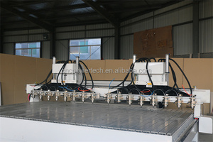 Most Popular Used 4 Axis CNC Router Milling Machine with Multi Heads Spindles PLC Controlled RichAuto/Syntec Systems