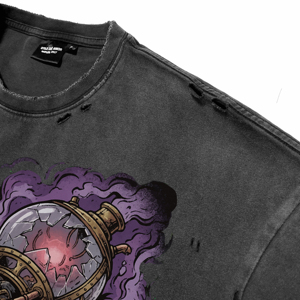 Camisetas de Hombre de Calidad Superior, Estilo Vintage, Lavado Ácido, Diseño Personalizado con Estampado DTG de Araña Punk, Camisetas Casuales Transpirables al por Mayor - Product Image 4