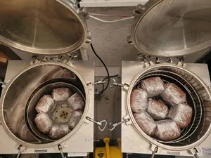 Esterilizadores a vapor verticais 200l autoclaves para enlatar alimentos embalados a vácuo