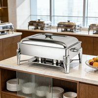 Oulu Hot Sale Wadah Pemanas Makanan Persegi Panjang 9L Emas Tak Terlihat dari Baja Anti Karat dengan Panci Tunggal/Bersekat untuk Restoran Buffet