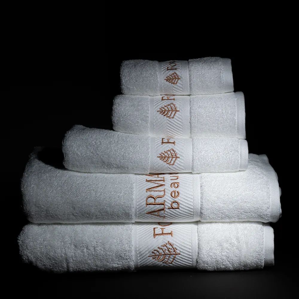 Set handuk mandi katun 100% mewah setelan handuk persegi wajah hotel bintang logo bordir kualitas terbaik kustom set handuk 3 potong