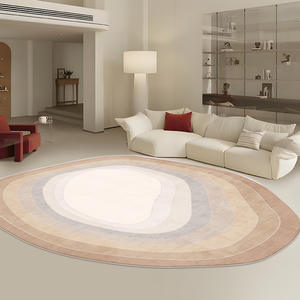 พรมรูปวงรีทันสมัย ลายแบบนามธรรม เนื้อผ้าคล้ายแคชเมียร์ กันลื่น สำหรับห้องนั่งเล่น ห้องนอน พรมปูพื้นตกแต่งบ้าน - Product Image 1