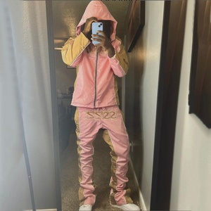 Ensemble de survêtement décontracté pour homme, coupe-vent léger, veste zippée à capuche et pantalon en nylon, style hip-hop, idéal pour l'hiver - Product Image 4