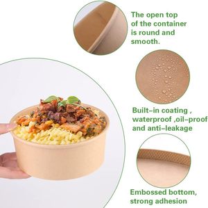 Hộp đựng thức ăn giấy kraft cỡ lớn, dùng một lần, chất lượng thực phẩm, 32oz, hình tròn, dùng để chuẩn bị bữa ăn, mang đi, dùng làm đồ dùng ăn uống - Product Image 3