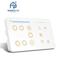 Nouvel arrivage MakeGood – Interrupteur intelligent Tuya Zigbee 147*86MM pour ventilateur 5 vitesses avec variateur et interrupteur tactile 4 gangs en verre avec rétroéclairage RGB