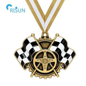 Drapeaux à damier <span class=keywords><strong>F1</strong></span> Automobile Race Car Motor Racing Vehicle Car Karting Racer Award Médaillon Médaillon Médailles de voiture de course personnalisées - Product Image 4