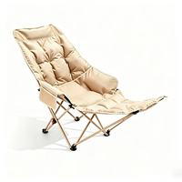 Chaise de jardin pliante moderne en tissu Oxford et acier carbone, robuste, portable, à quatre positions inclinables, rembourrée et confortable