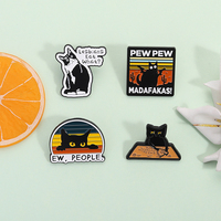 Pew Pew Madafakas émail broche drôle chat avec pistolet blague broche revers Badge bijoux cadeaux pour amie