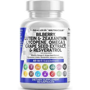 "ผลิตภัณฑ์เพื่อสุขภาพดวงตา Bilberry lutein zeaxanthin 40มก. + ไลโคปีน40มก. + สารสกัดจากเมล็ดองุ่น" - Product Image 1