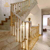 Escaliers en balustrade de cristal modernes, finition bronze noir et or, laiton durable, montage au sol, installation facile, appartement, balcon, hôtel