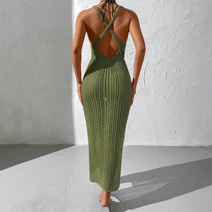 Robe de plage en crochet multicolore personnalisée pour femme, style cache-cœur croisé, effet ventre plat - Product Image 3