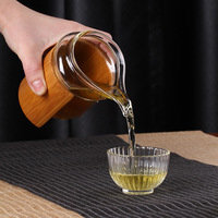 Tasse universelle en verre épaissi bec d'aigle, tube en bambou, isolante thermiquement, haute qualité, résistante à la chaleur, capacité 240CC, portable, style chinois