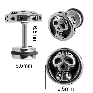 Orecchino a bottone con <span class=keywords><strong>teschio</strong></span> alla moda del Festival di Halloween 316L per uomo In colore <span class=keywords><strong>argento</strong></span> oro nero - Product Image 5