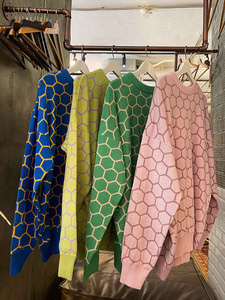 Maglione Pullover a quadri da donna con scollo girocollo a girocollo autunno inverno - Product Image 4