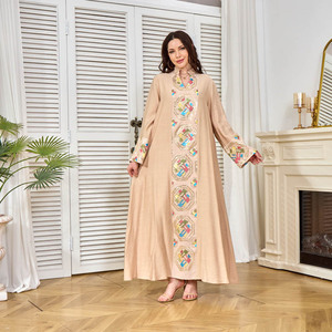 Vestido Abaya de Dubái adornado con lentejuelas para mujer de Oriente Medio Europeo Americano, falda larga suelta para exportación de verano - Product Image 1